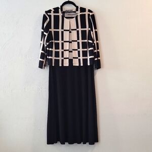 Danny & Nicole 2 piece dress Black Off White size 14 EUC